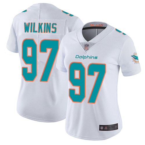Dolphins #97 Christian Wilkins White Women's Stitched Football Vapor Untouchable Limited Jersey Dolphins #97 Christian Wilkins White Women's Stitched Football Vapor Untouchable Limited Jersey