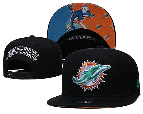 Dolphins Black Snapback Hat--GS