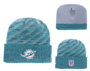 Dolphins Team Logo Aqua Stripe Cuffed Knit Hat YD