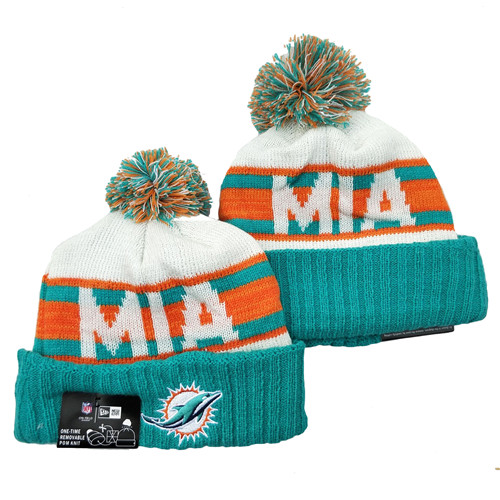 Dolphins Team Logo Aqua White Cuffed Knit Hat YD