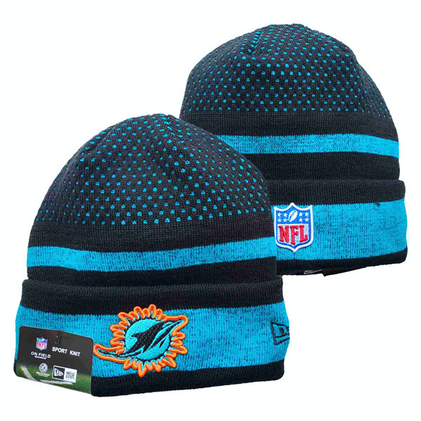 Dolphins Team Logo Black And Aque Knit Hat YD