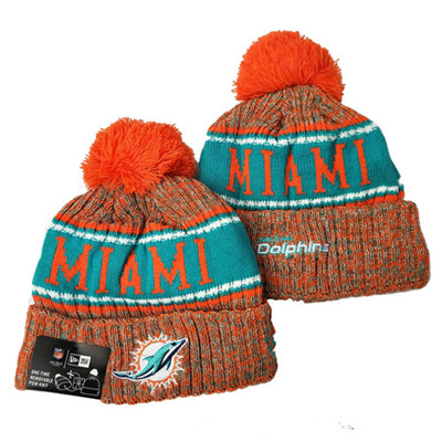 Dolphins Team Logo Orange Pom Knit Hat YD