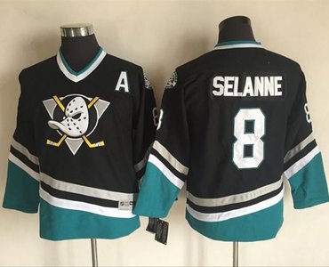 Ducks #8 Teemu Selanne Black CCM Throwback Youth Stitched NHL Jersey Ducks #8 Teemu Selanne Black CCM Throwback Youth Stitched NHL Jersey