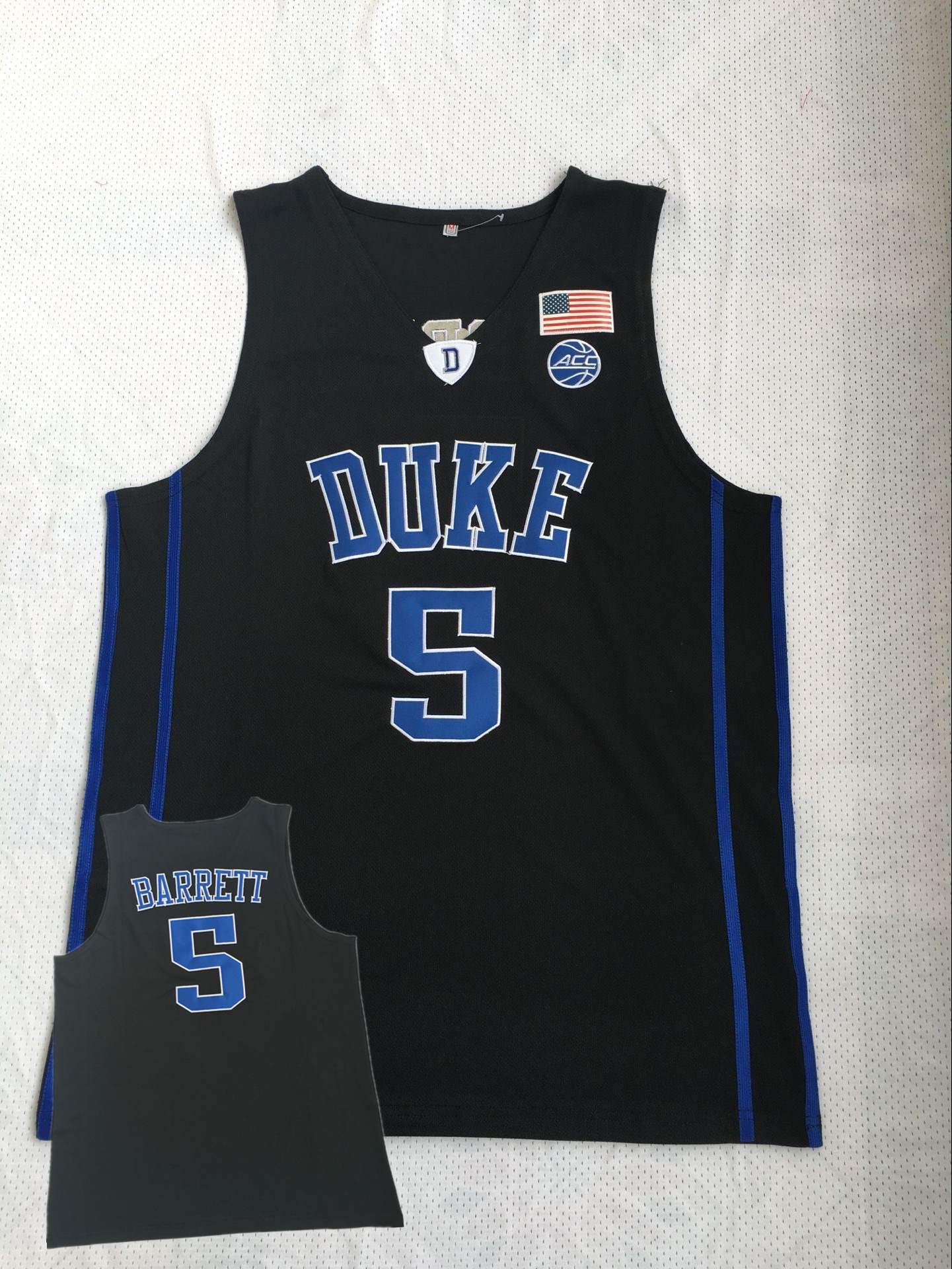 Duke Blue Devils 5 R.J. Barrett Black College Basketball Jersey Duke Blue Devils 5 R.J. Barrett Black College Basketball Jersey