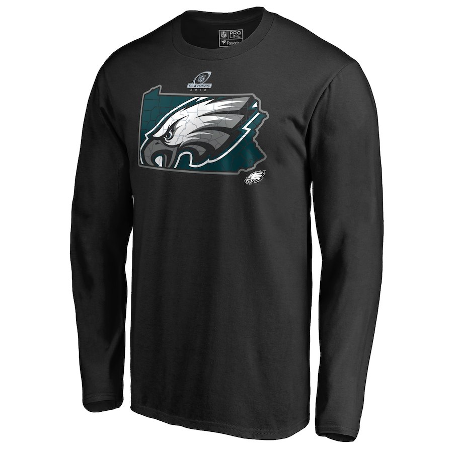 Eagles Black 2018 NFL Playoffs Men's Long Sleeve T-Shirt Eagles Black 2018 NFL Playoffs Men's Long Sleeve T-Shirt