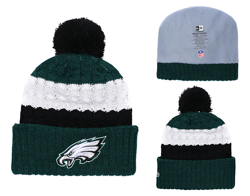 Eagles Fresh Logo Midnight Green Pom Knit Hat YD
