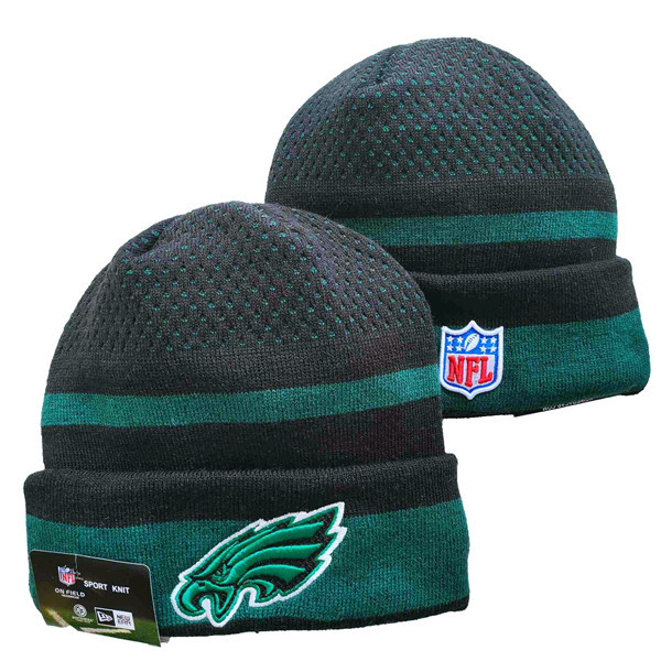 Eagles Team Logo Black And Green Knit Hat YD