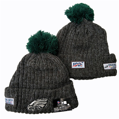 Eagles Team Logo Gray 100th Season Pom Knit Hat YD