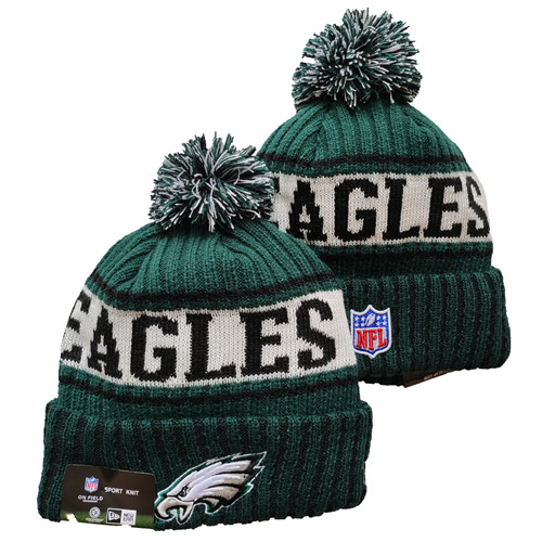 Eagles Team Logo Green Pom Cuffed Knit Hat YD