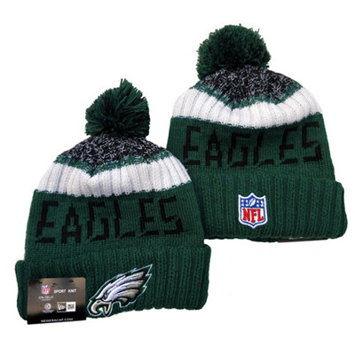 Eagles Team Logo Green Pom Knit Hat YD