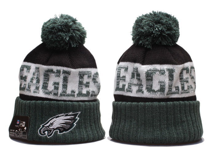Eagles Team Logo Green Pom Knit Hat YP