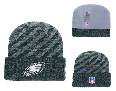 Eagles Team Logo Green Stripe Cuffed Knit Hat YD