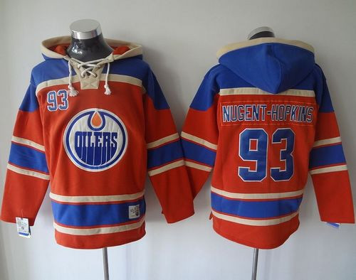 Edmonton Oilers #93 Ryan Nugent-Hopkins Orange Sawyer Hooded Sweatshirt Stitched NHL Jersey Edmonton Oilers #93 Ryan Nugent-Hopkins Orange Sawyer Hooded Sweatshirt Stitched NHL Jersey