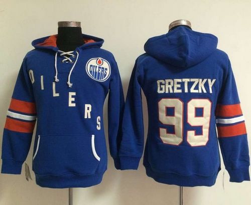 Edmonton Oilers #99 Wayne Gretzky Light Blue Women's Old Time Heidi NHL Hoodie Edmonton Oilers #99 Wayne Gretzky Light Blue Women's Old Time Heidi NHL Hoodie