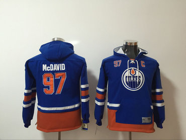 Edmonton Oilers 97 Connor McDavid Blue Youth All Stitched Hooded Sweatshirt Edmonton Oilers 97 Connor McDavid Blue Youth All Stitched Hooded Sweatshirt