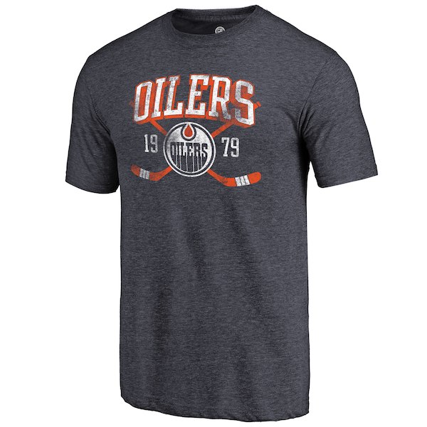 Edmonton Oilers Fanatics Branded Navy Vintage Collection Line Shift Tri Blend T-Shirt Edmonton Oilers Fanatics Branded Navy Vintage Collection Line Shift Tri Blend T-Shirt