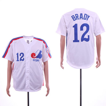 Expos 12 Tom Brady White Throwback Jersey Expos 12 Tom Brady White Throwback Jersey