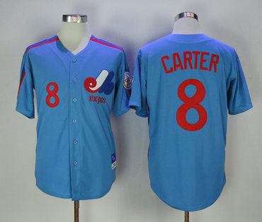 Expos 8 Gary Carter Blue Throwback Jersey Expos 8 Gary Carter Blue Throwback Jersey