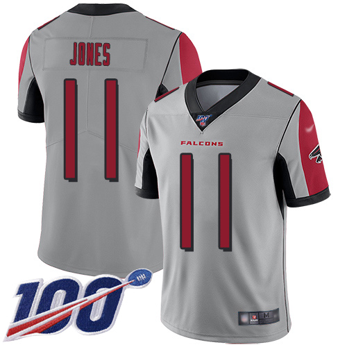 Falcons #11 Julio Jones Silver Men's Stitched Football Limited Inverted Legend 100th Season Jersey Falcons #11 Julio Jones Silver Men's Stitched Football Limited Inverted Legend 100th Season Jersey