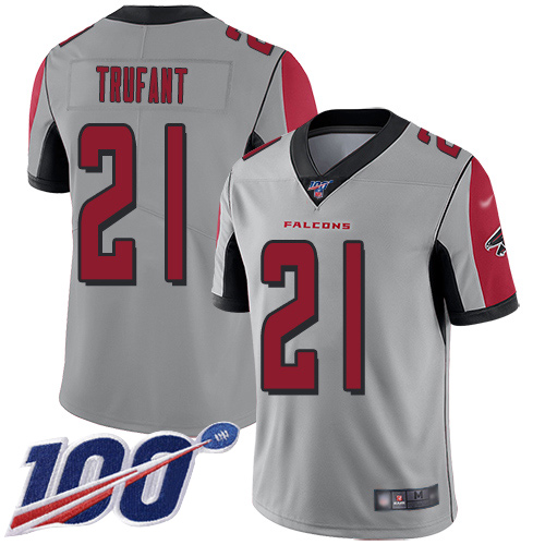 Falcons #21 Desmond Trufant Silver Men's Stitched Football Limited Inverted Legend 100th Season Jersey Falcons #21 Desmond Trufant Silver Men's Stitched Football Limited Inverted Legend 100th Season Jersey