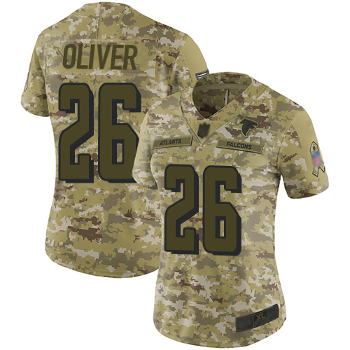 Falcons #26 Isaiah Oliver Camo Women's Stitched Football Limited 2018 Salute to Service Jersey Falcons #26 Isaiah Oliver Camo Women's Stitched Football Limited 2018 Salute to Service Jersey