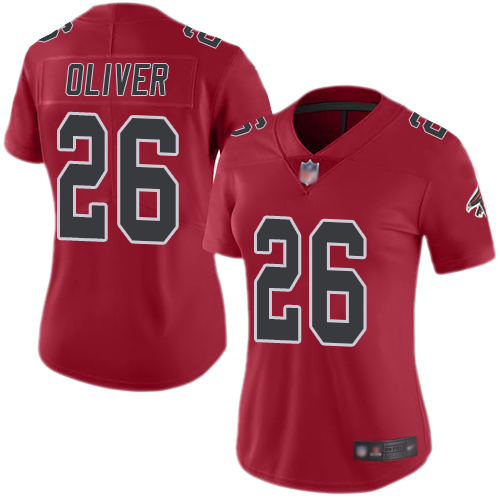 Falcons #26 Isaiah Oliver Red Women's Stitched Football Limited Rush Jersey Falcons #26 Isaiah Oliver Red Women's Stitched Football Limited Rush Jersey