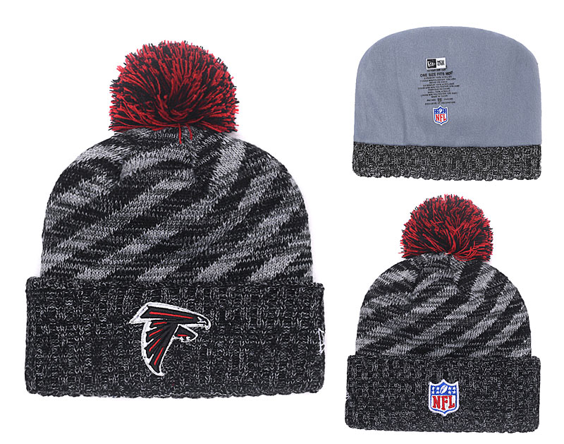 Falcons Black 2018 NFL Sideline Cold Weather Pom Knit Hat YD