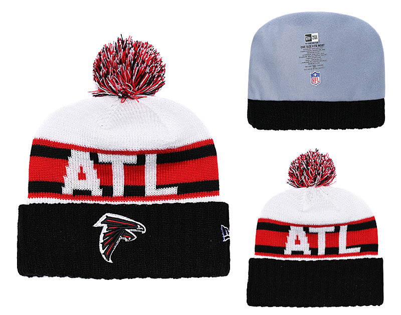 Falcons Fresh Logo Red Black Pom Knit Hat YD