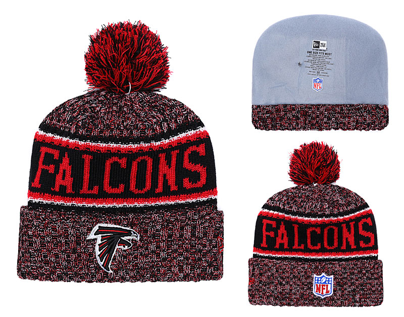 Falcons Fresh Logo Red Pom Knit Hat YD