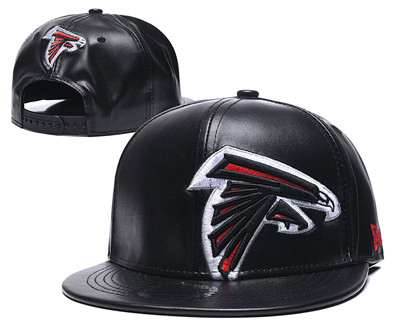 Falcons Team Logo Black Leather Adjustable Hat GS