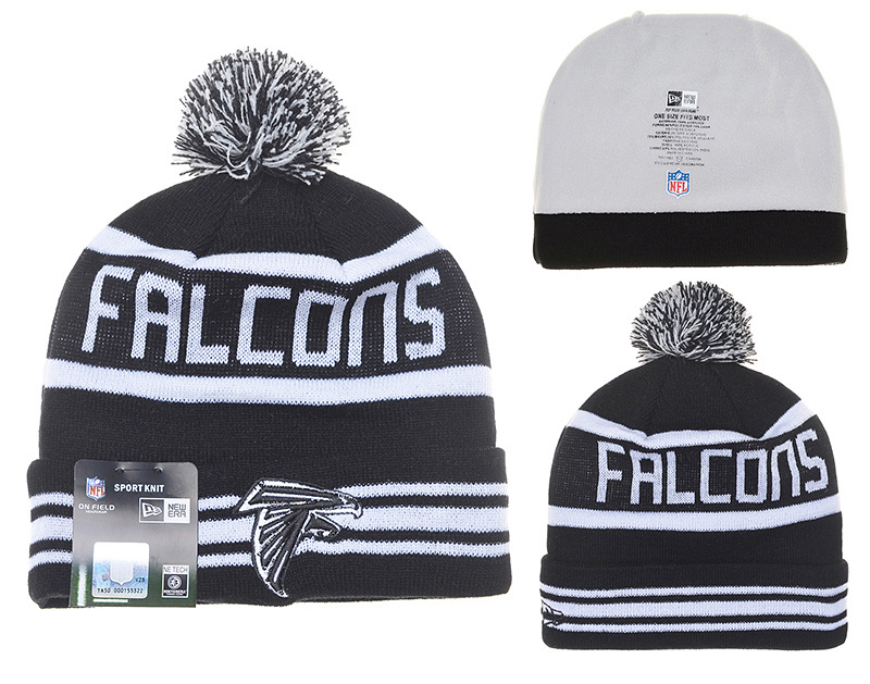 Falcons Team Logo Black Pom Knit Hat YD