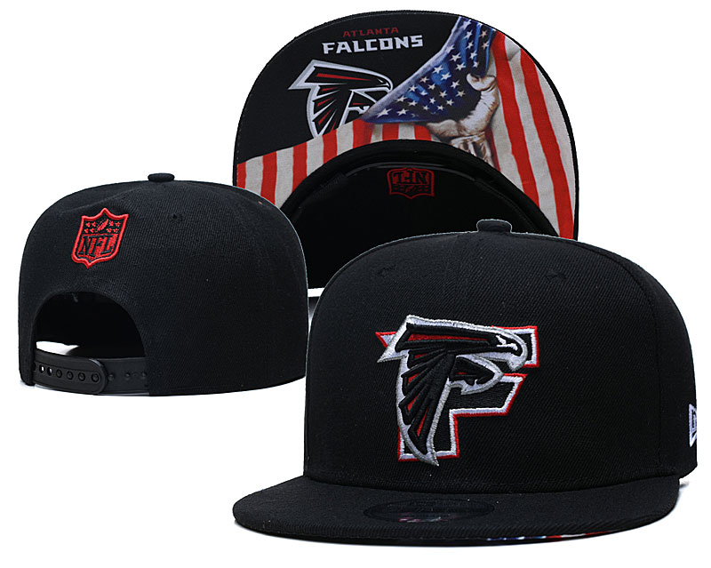 Falcons Team Logo Black USA Flag Adjustable Hat GS