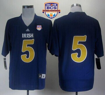 Fighting Irish #5 Everett Golson Navy Blue Shamrock Series 2013 BCS National Championship Stitched NCAA Jersey Fighting Irish #5 Everett Golson Navy Blue Shamrock Series 2013 BCS National Championship Stitched NCAA Jersey