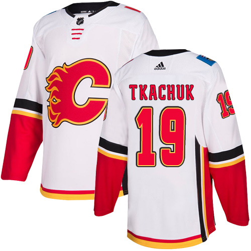 Flames #19 Matthew Tkachuk White Road Authentic Stitched Hockey Jersey Flames #19 Matthew Tkachuk White Road Authentic Stitched Hockey Jersey