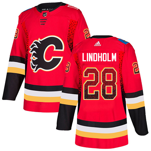 Flames #28 Elias Lindholm Red Home Authentic Drift Fashion Stitched Hockey Jersey Flames #28 Elias Lindholm Red Home Authentic Drift Fashion Stitched Hockey Jersey