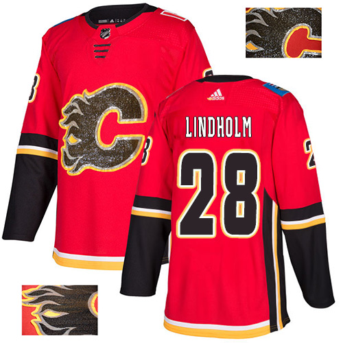 Flames #28 Elias Lindholm Red Home Authentic Fashion Gold Stitched Hockey Jersey Flames #28 Elias Lindholm Red Home Authentic Fashion Gold Stitched Hockey Jersey