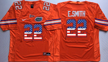 Florida Gators 22 Emmitt Smith Orange USA Flag College Jersey