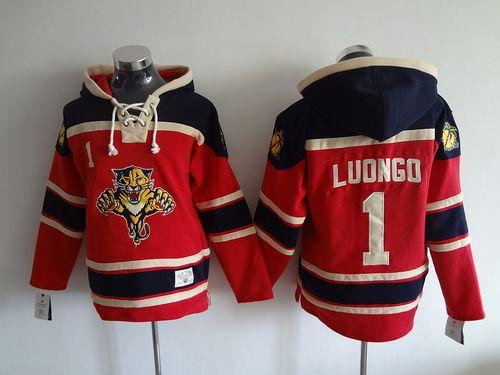 Florida Panthers #1 Roberto Luongo Red Sawyer Hooded Sweatshirt Stitched NHL jersey Florida Panthers #1 Roberto Luongo Red Sawyer Hooded Sweatshirt Stitched NHL jersey