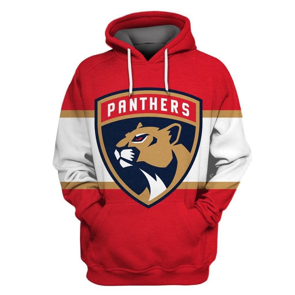 Florida Panthers Red White All Stitched Hooded Sweatshirt Florida Panthers Red White All Stitched Hooded Sweatshirt