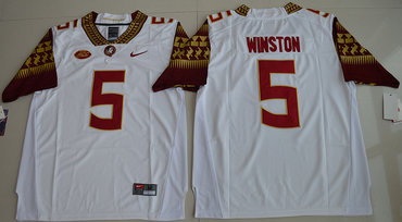 Florida State Seminoles 5 Jameis Winston White College Jersey