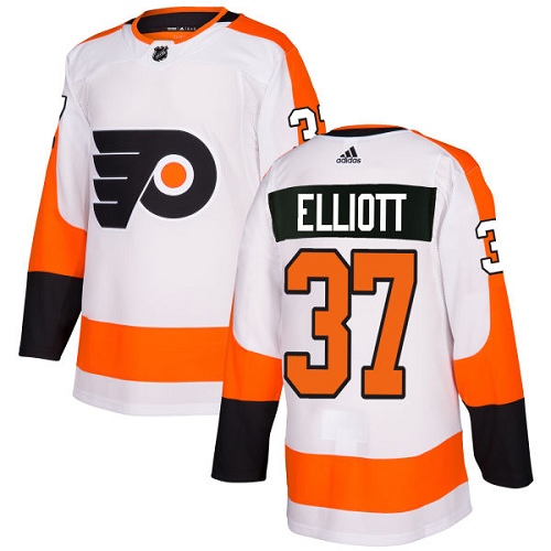 Flyers #37 Brian Elliott White Road Authentic Stitched Hockey Jersey Flyers #37 Brian Elliott White Road Authentic Stitched Hockey Jersey