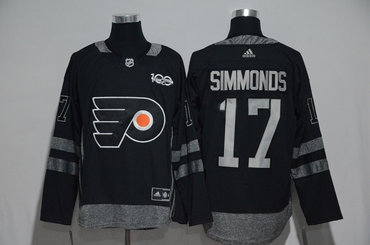 Flyers 17 Wayne Simmonds Black 1917-2017 100th Anniversary Adidas Jersey
