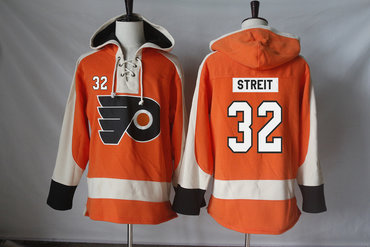 Flyers 32 Mark Streit Orange All Stitched Hooded Sweatshirt