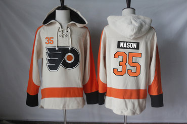 Flyers 35 Steve Mason Cream All Stitched Hooded Sweatshirt