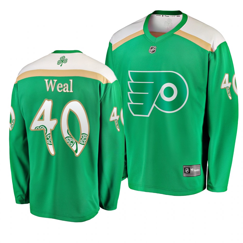 Flyers 40 Jordan Weal Green 2019 St. Patrick's Day Adidas Jersey Flyers 40 Jordan Weal Green 2019 St. Patrick's Day Adidas Jersey