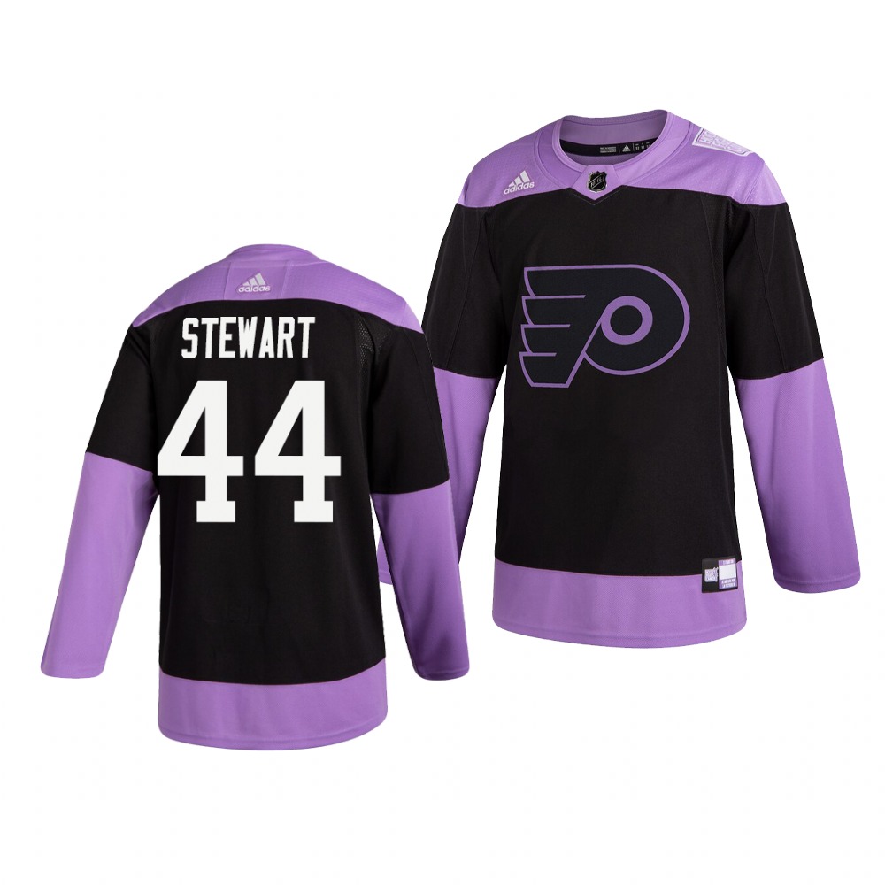 Flyers 44 Chris Stewart Black Purple Hockey Fights Cancer Adidas Jersey Flyers 44 Chris Stewart Black Purple Hockey Fights Cancer Adidas Jersey