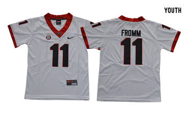 Georgia Bulldogs 11 Jake Fromm White Youth College Football Jersey Georgia Bulldogs 11 Jake Fromm White Youth College Football Jersey