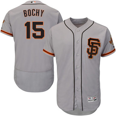 Giants #15 Bruce Bochy Grey Flexbase Authentic Collection Road 2 Stitched MLB Jersey