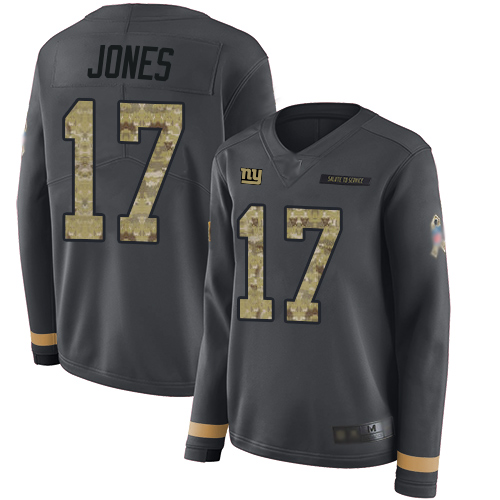 Giants #17 Daniel Jones Anthracite Salute to Service Women's Stitched Football Limited Therma Long Sleeve Jersey Giants #17 Daniel Jones Anthracite Salute to Service Women's Stitched Football Limited Therma Long Sleeve Jersey