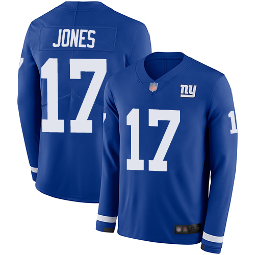 Giants #17 Daniel Jones Royal Blue Team Color Men's Stitched Football Limited Therma Long Sleeve Jersey Giants #17 Daniel Jones Royal Blue Team Color Men's Stitched Football Limited Therma Long Sleeve Jersey